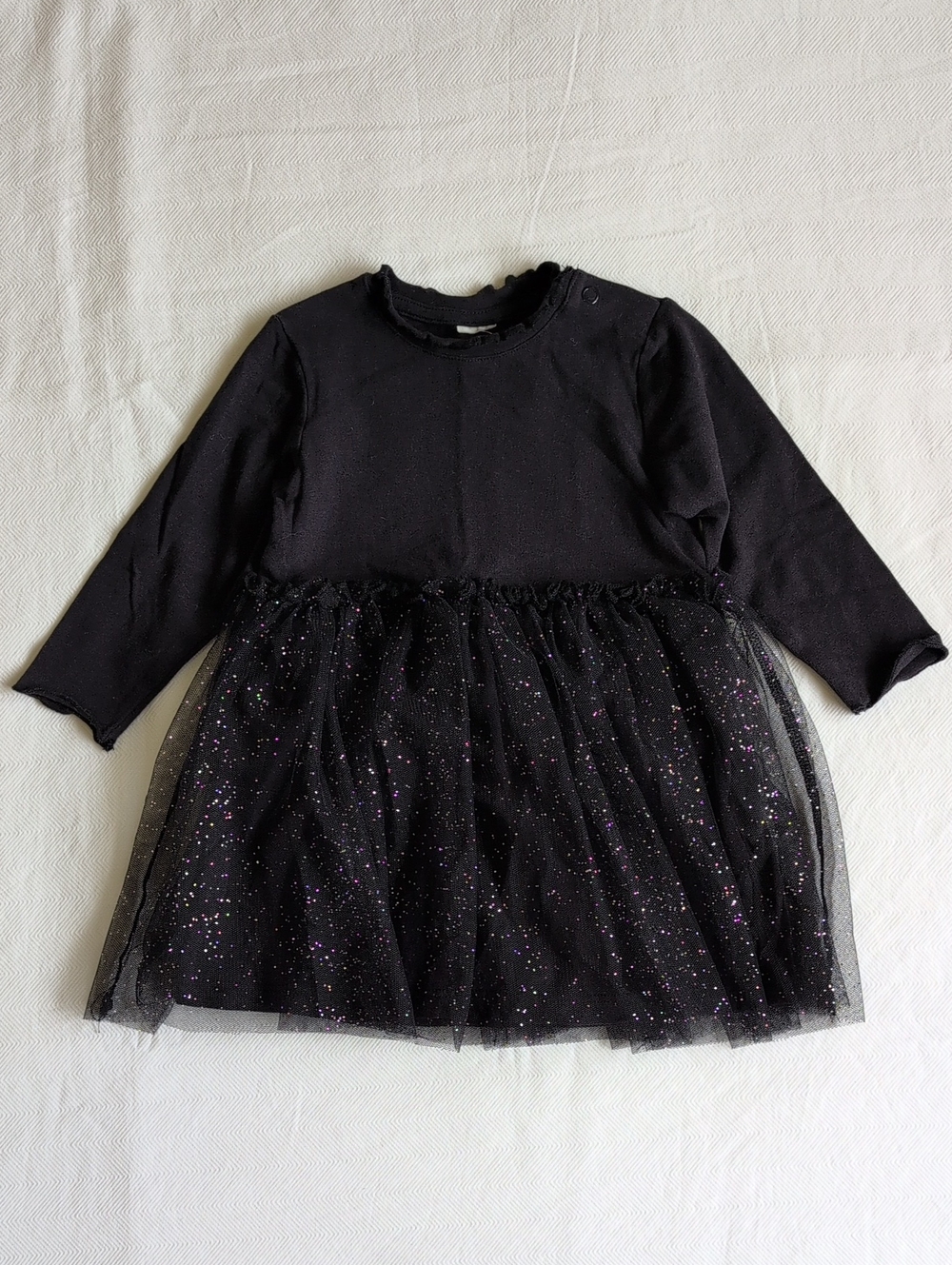 H&M Baby Girl Black Sparkly Tulle Tutu Dress 3-6M 4-6M Glitter Holiday Party